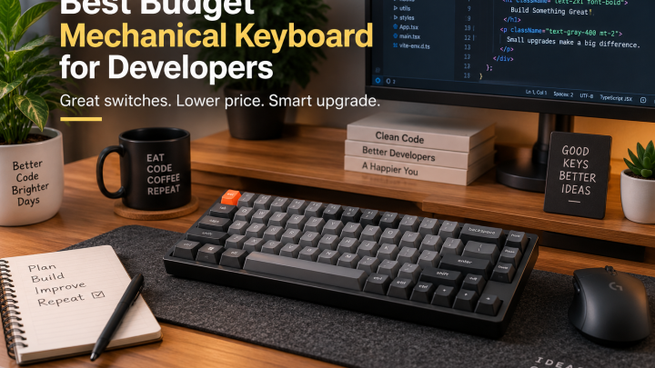 Budget mechanical keyboard for developers on an affordable coding desk setup