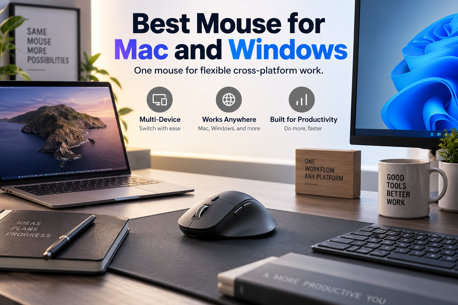 Cross-platform mouse on a dual setup with Mac and Windows screens