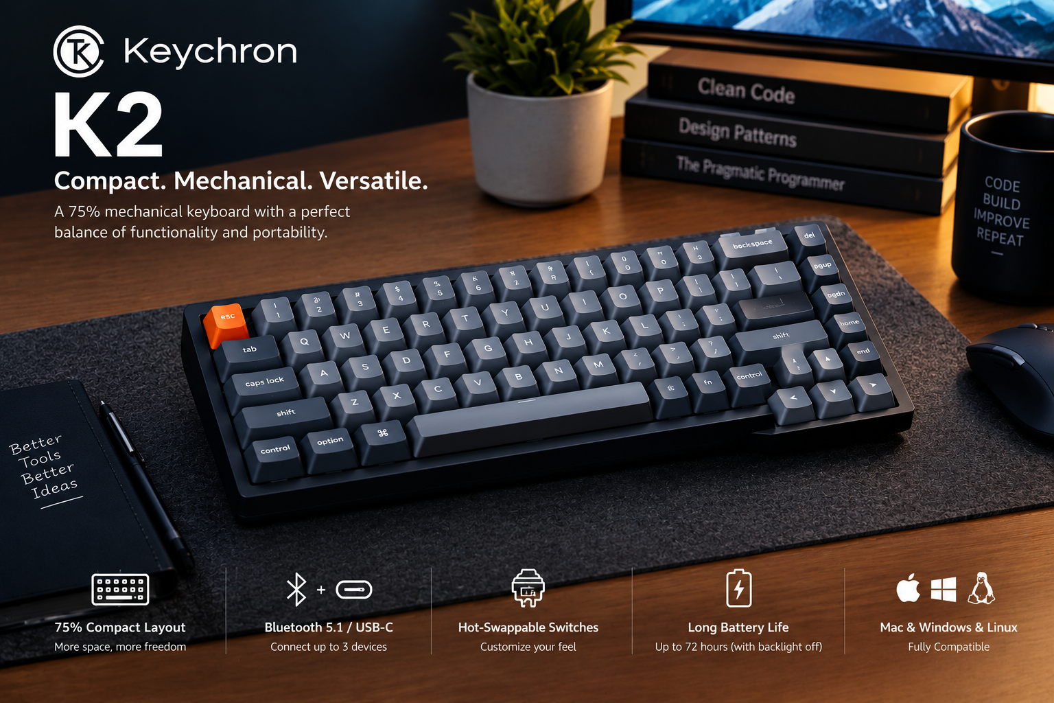 Keychron K2 vs K8 mechanical keyboard comparison highlighting layout, size, features, and usability